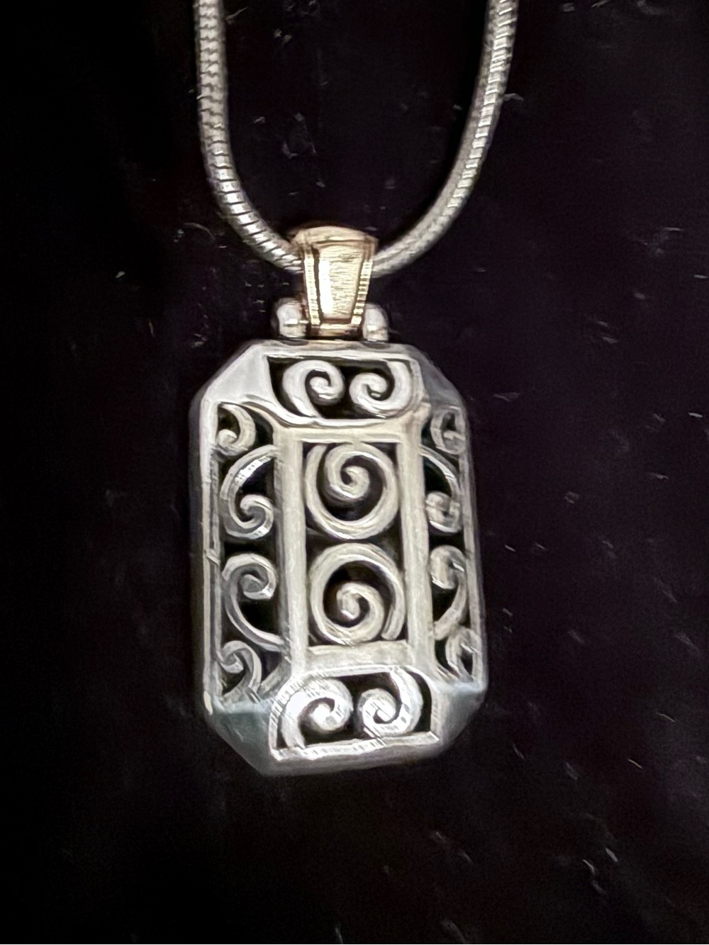 BRIGHTON Silver-ToneScrollwork Pendant Necklace - Feminine Jewelry - With Bag